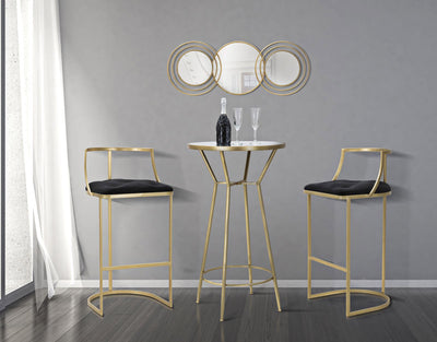 Specchio moderno da parete 3 cornici rotonde in metallo dorato cm 79x2x30h