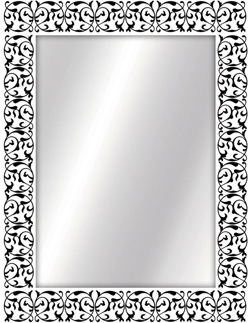 Specchio da parete design moderno in legno floreale bianco e nero cm 70x90
