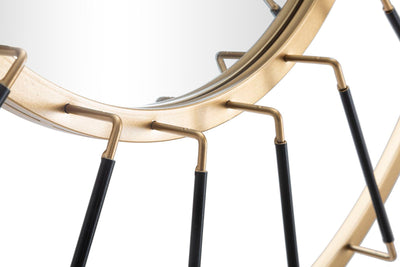 Specchio design tondo cornice in metallo 3D dorato e nero cm Ø 81x6