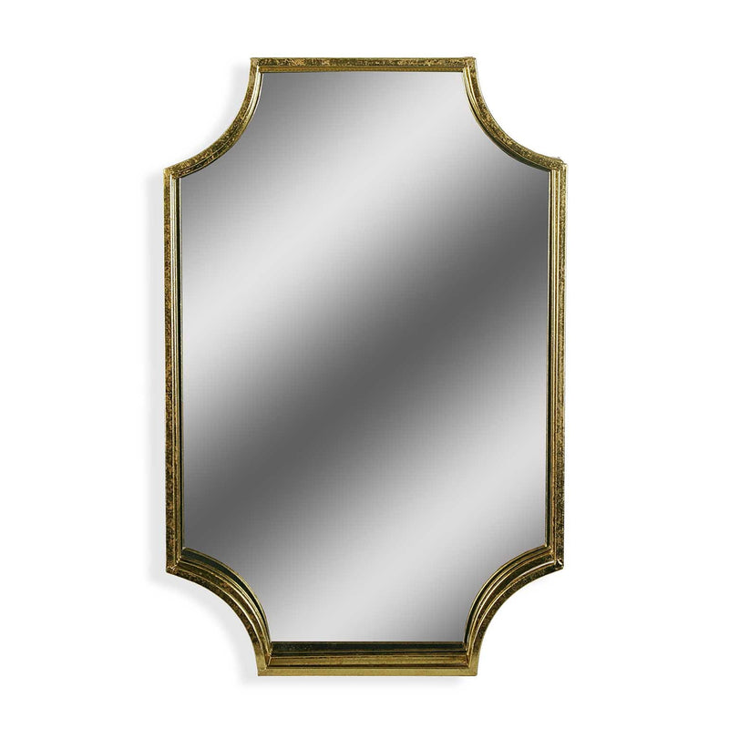 Specchio ottagonale da parete cornice in metallo dorato anticato cm 45x7x70h