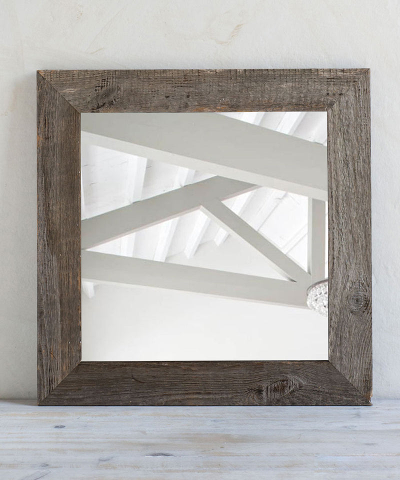 Specchio da parete in legno di abete stile country cm 40x40h