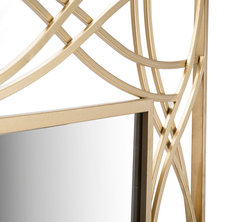 Specchio rettangolare da parete moderno cornice in metallo dorato cm 102x2x77h