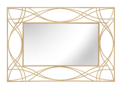Specchio rettangolare da parete moderno cornice in metallo dorato cm 102x2x77h