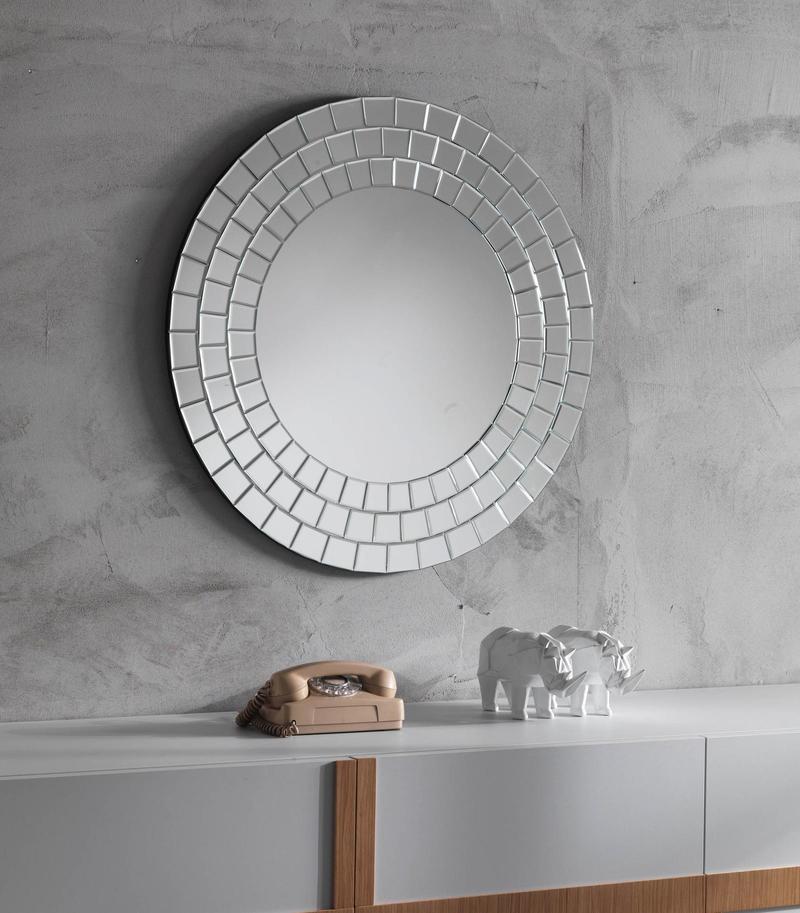 Specchio moderno da parete rotondo in vetro argentato cm Ø 80x2