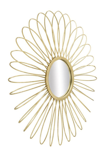 specchio design tondo in metallo dorato