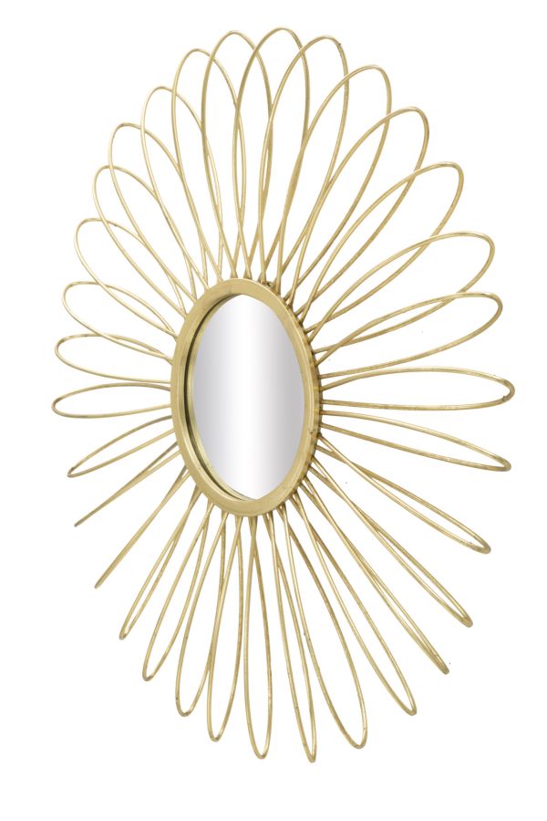 specchio design tondo in metallo dorato