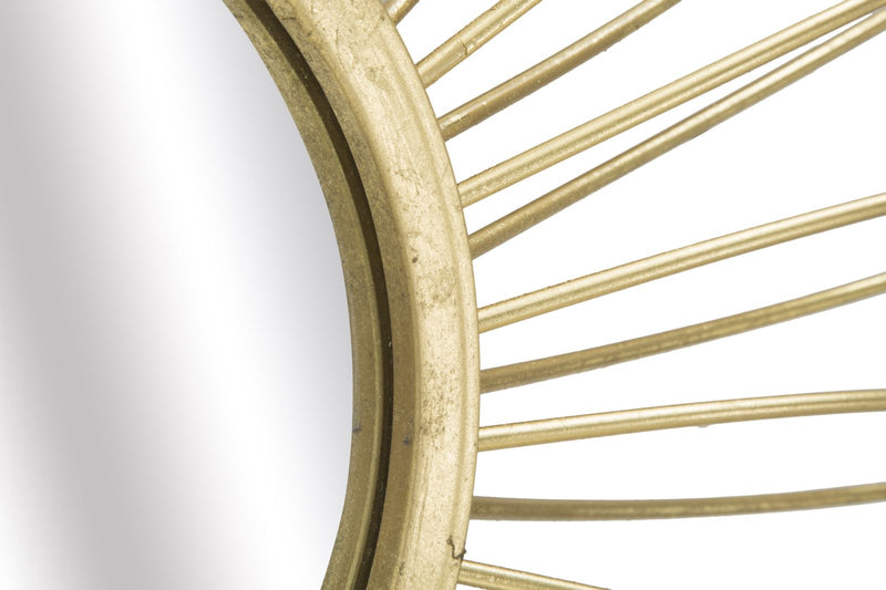 specchio design tondo in metallo dorato