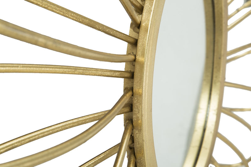 specchio design tondo in metallo dorato