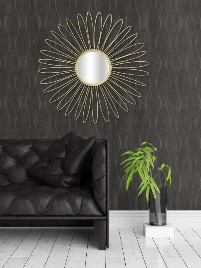 specchio design tondo in metallo dorato
