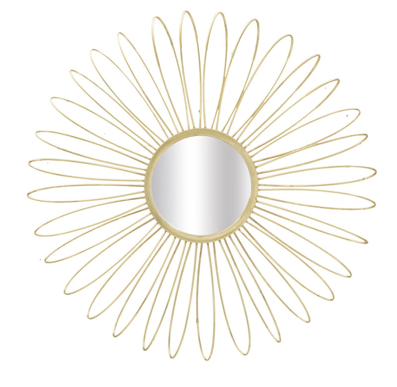 specchio design tondo in metallo dorato