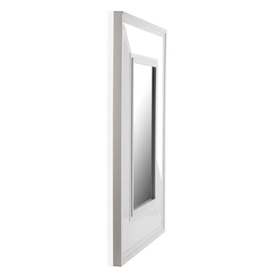 Specchio design moderno rettangolare con cornice in legno bianco lucido cm 62x2x82h