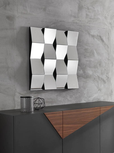 Specchio design quadrato in vetro argentato cm 75x6x75