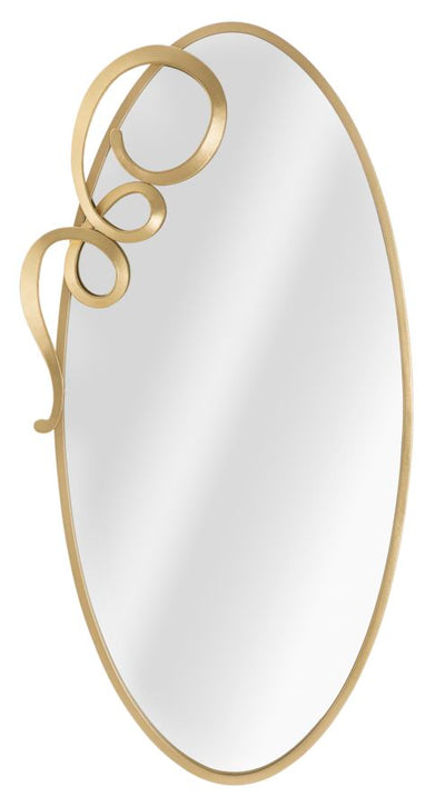 Specchio da parete ovale cornice in metallo dorato anticato cm 62x4x122h