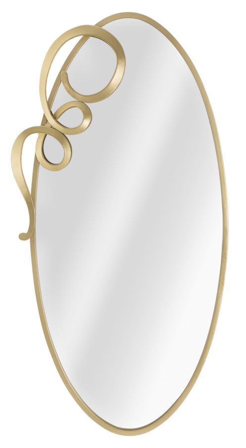 Specchio da parete ovale cornice in metallo dorato anticato cm 62x4x122h