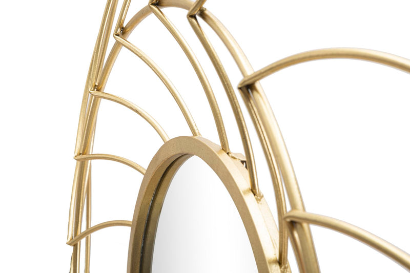 Specchio design rotondo cornice in metallo dorato 3D cm Ø 88x7
