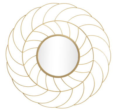 Specchio design rotondo cornice in metallo dorato 3D cm Ø 88x7
