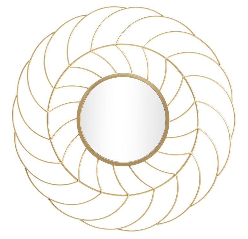 Specchio design rotondo cornice in metallo dorato 3D cm Ø 88x7