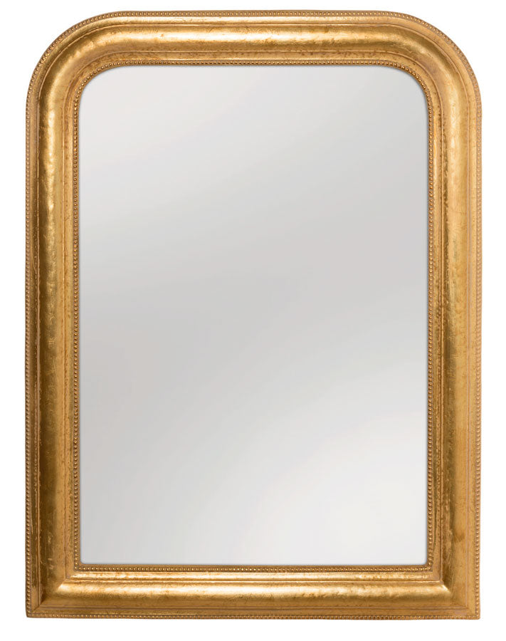 Specchiera ad arco in legno di abete color oro stile shabby cm 74x7x100h