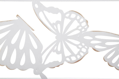 Specchio con cornice rettangolare in metallo con farfalle colore bianco cm 115x1x85h