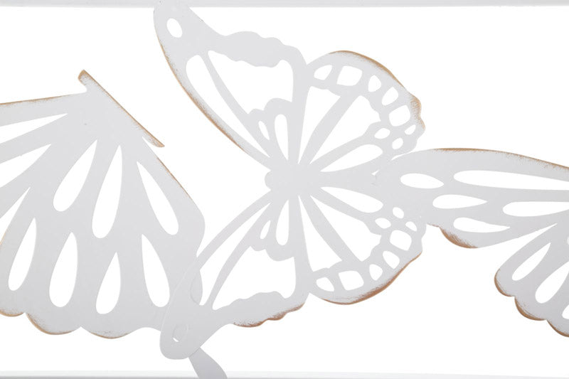 Specchio con cornice rettangolare in metallo con farfalle colore bianco cm 115x1x85h