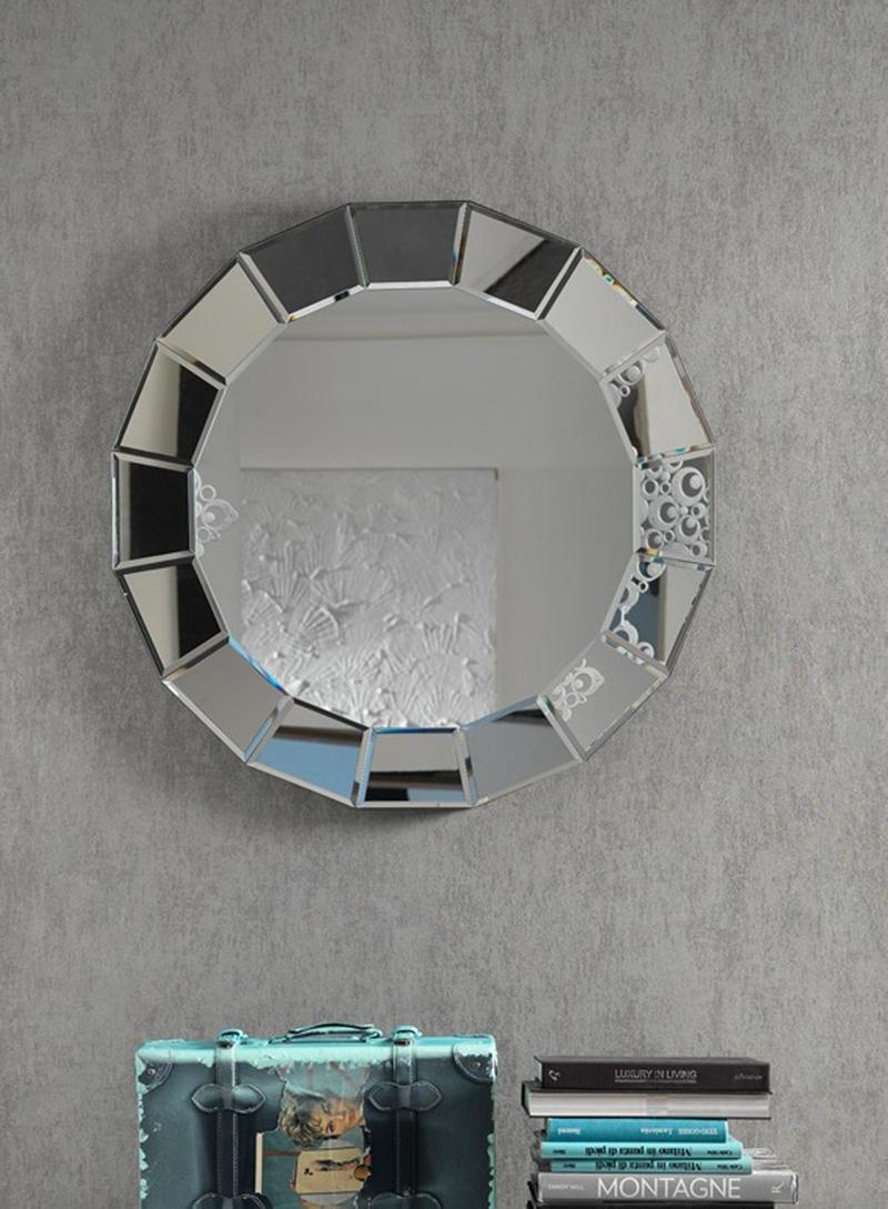Specchio rotondo da parete in vetro argentato cm Ø 80x5