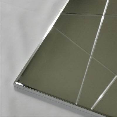 Specchio moderno argento da parete con incisioni geometriche cm 130x2x62h