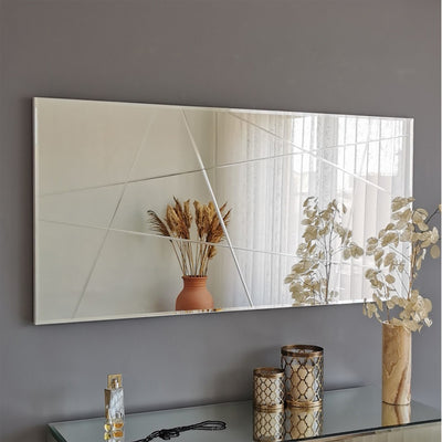 Specchio in argento con serigrafie in stile moderno da parete materiale mdf