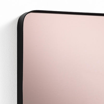 Specchio da parete colorato oro rosa con cornice in acciaio colore nero cm 30x3x40h