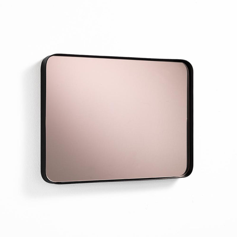 Specchio da parete colorato oro rosa con cornice in acciaio colore nero cm 30x3x40h