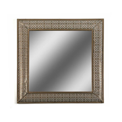 Specchio quadrato moderno da parete in metallo lavorato colore bronzo cm 80x4x80h