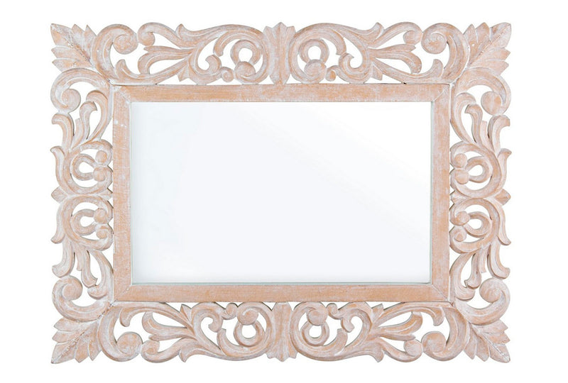 Specchio rettangolare design classico cornice in legno finitura naturale cm 45x1x60h