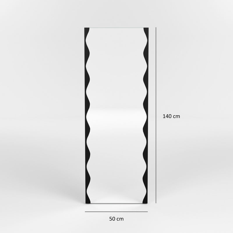 Specchio moderno rettangolare effetto wave da parete cm 50x140h - vari colori