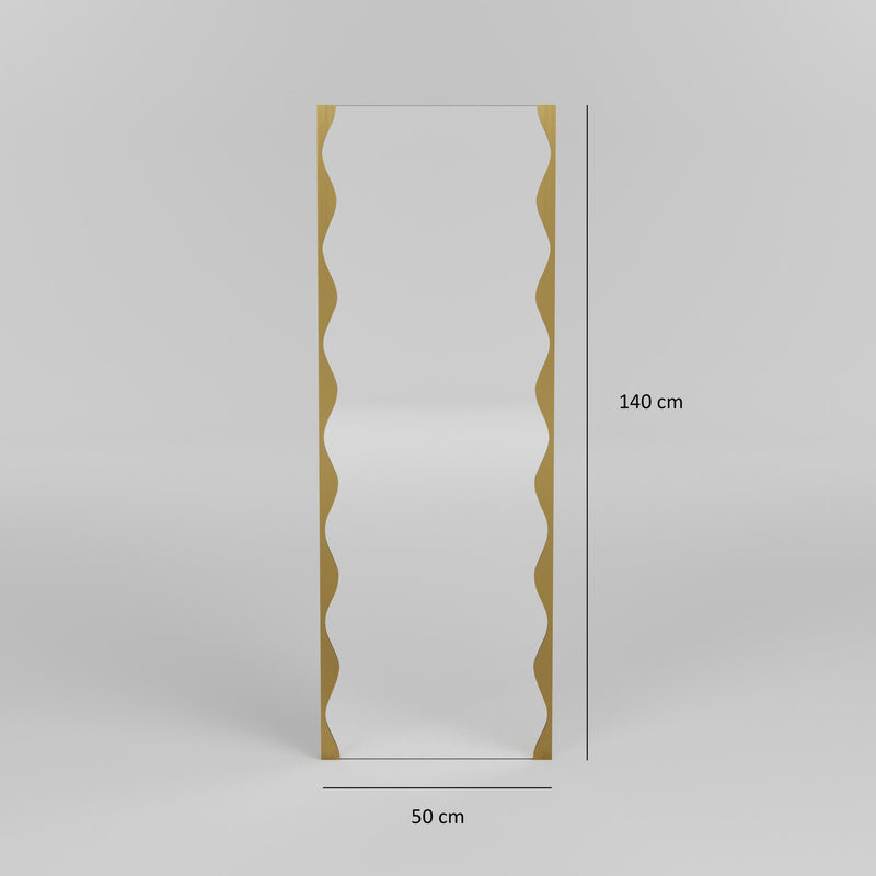 Specchio moderno rettangolare effetto wave da parete cm 50x140h - vari colori