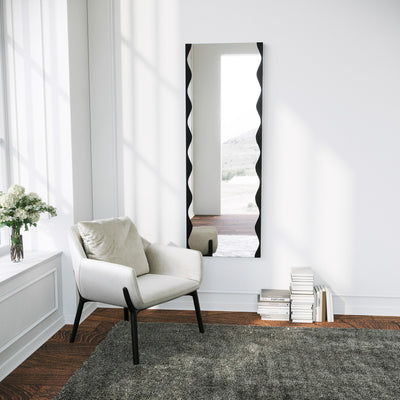 Specchio moderno rettangolare effetto wave da parete cm 50x140h - vari colori