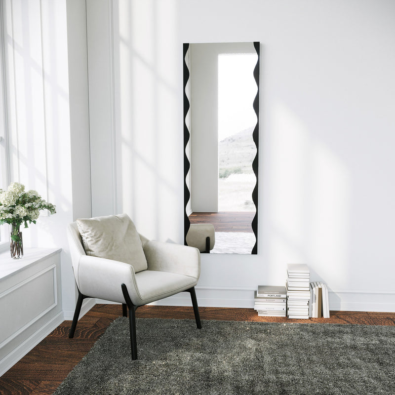 Specchio moderno rettangolare effetto wave da parete cm 50x140h - vari colori