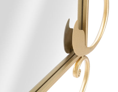 Specchio rettangolare da parete cornice in metallo dorato con foglioline cm 80x4x110h