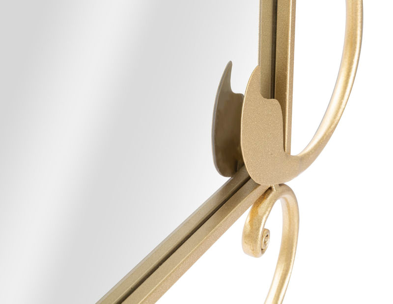 Specchio rettangolare da parete cornice in metallo dorato con foglioline cm 80x4x110h