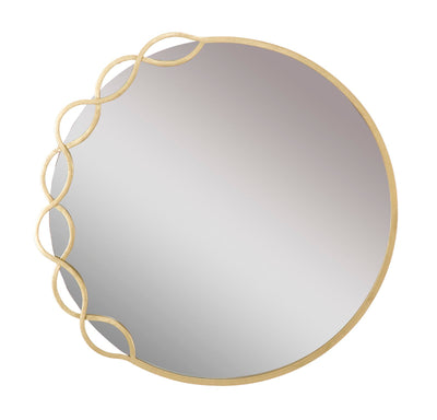 Specchio da parete tondo cornice lavorata in metallo dorato cm 73x2x72h