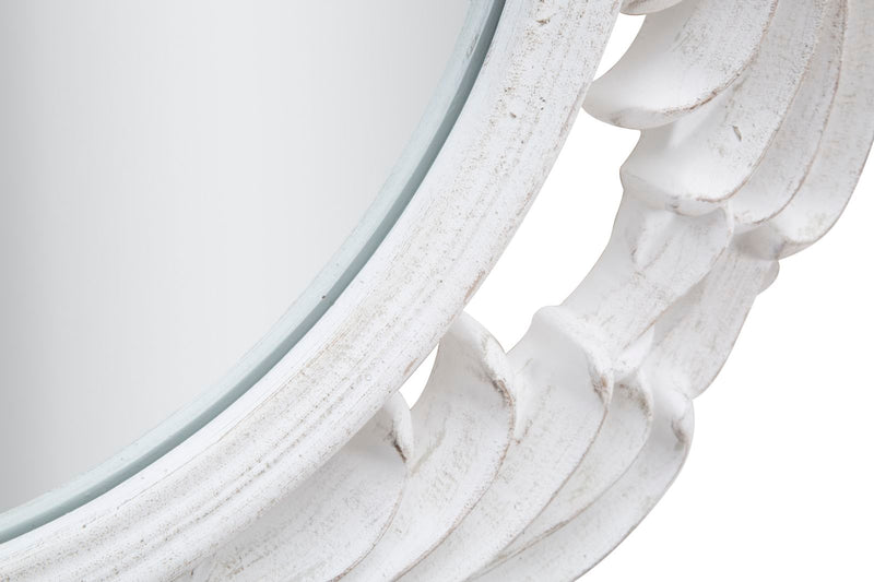 Specchio tondo stile shabby con cornice in resina colore bianco cm Ø 75x3