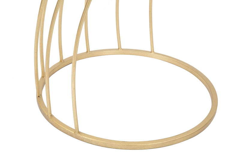 Tavolino design porta telefono struttura in metallo colore oro piano in vetro nero cm Ø 43x73h