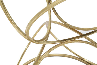 Tavolino tondo da salotto in metallo dorato piano con specchio cm Ø 42X61h
