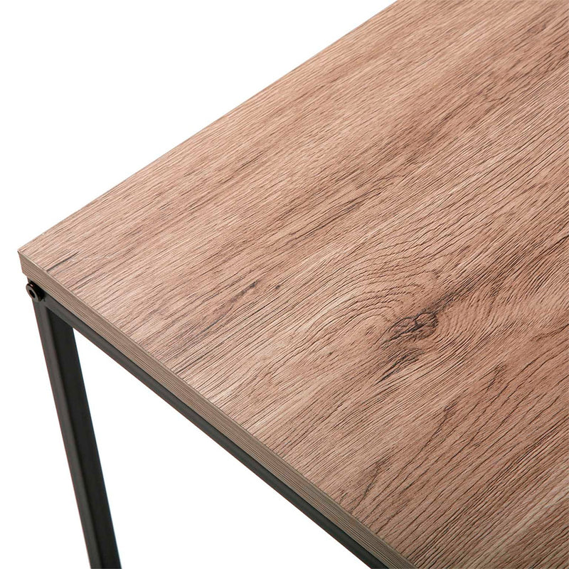 Set da 2 Tavolino basso quadrato in metallo nero piano in legno rovere stile moderno