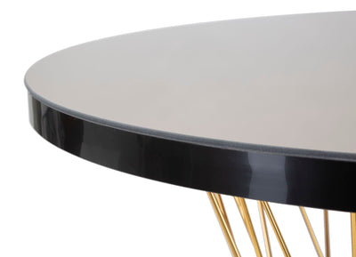Tavolino alto da bar tondo moderno in metallo dorato e vetro cm 70x103h