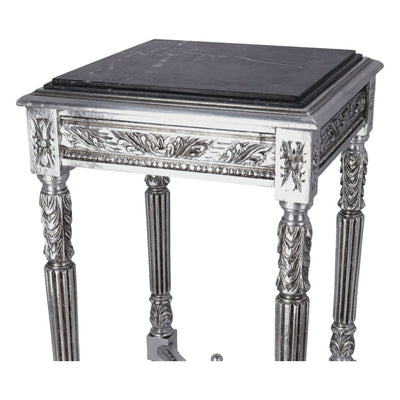 Tavolino alzatina da salotto color argento stile barocco cm 43x43x74h