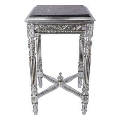 Tavolino alzatina da salotto color argento stile barocco cm 43x43x74h