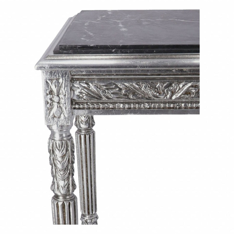 Tavolino alzatina da salotto color argento stile barocco cm 43x43x74h