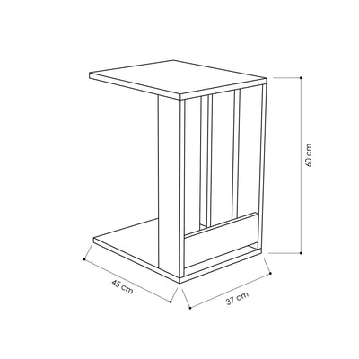 Tavolino da divano design movibile con 4 rotelle e contenitore cm 37x45x60h - vari colori