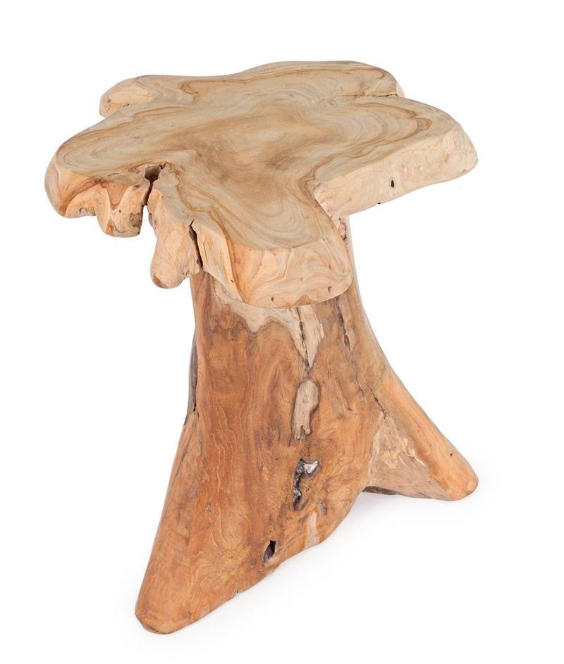 Tavolino rotondo basso con radici di teak naturale cm Ø 40x50h