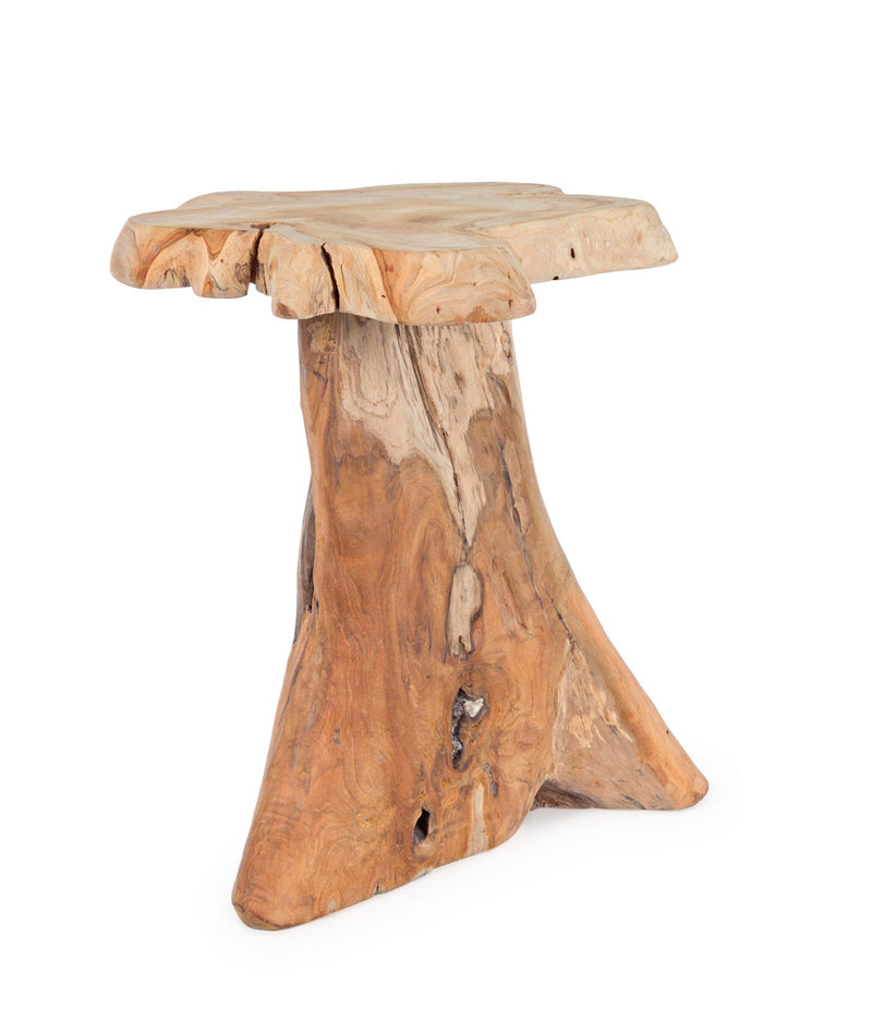 Tavolino rotondo basso con radici di teak naturale cm Ø 40x50h