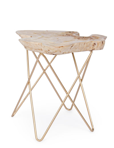 Tavolino basso base in metallo piano in radice di albero di teak cm 50x50x50h - vari colori